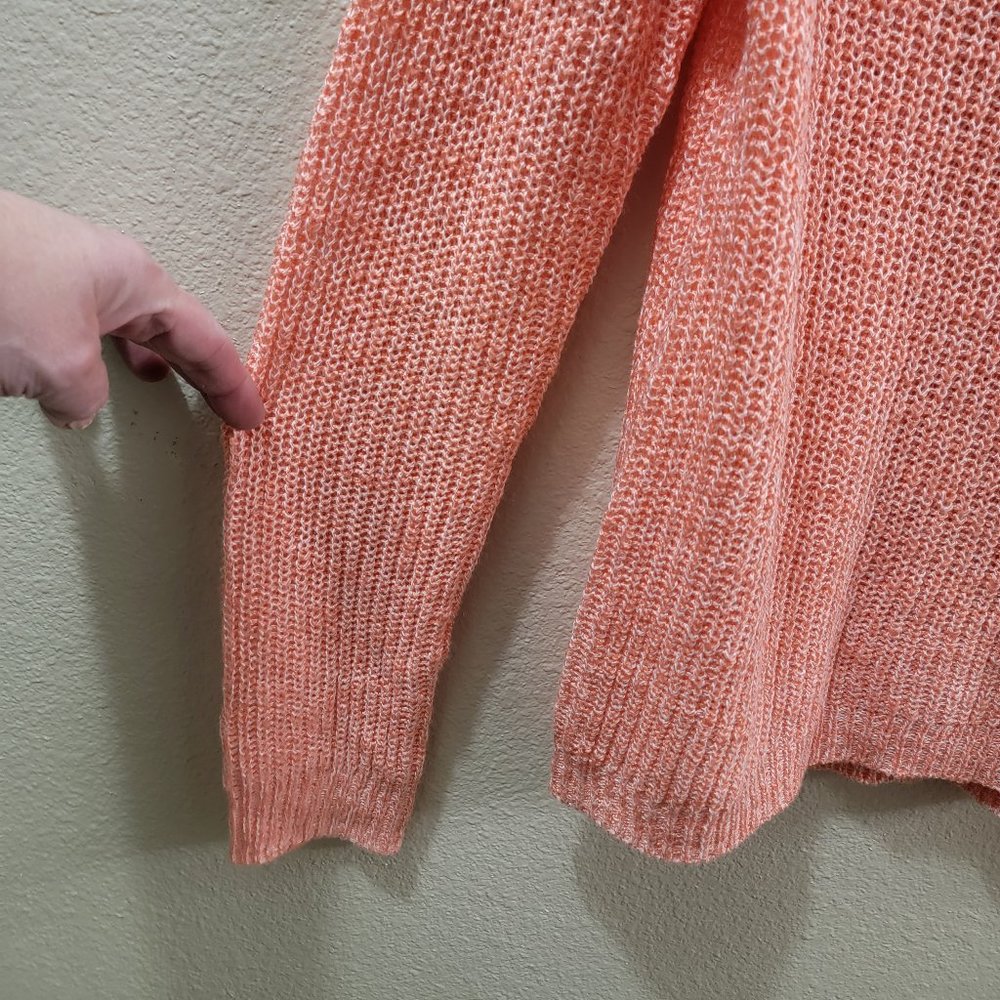 Love More Peach Orange Sweater with Shoulder Cut Outs Size Medium - Picture 8 of 8